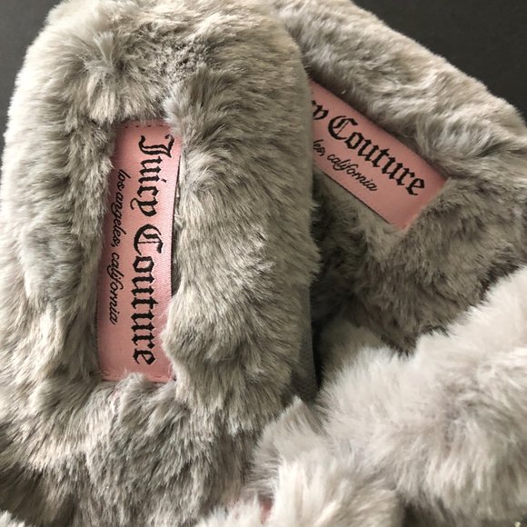 JUICY COUTURE Halo Slippers Grey Size 8 Medium - Picture 3 of 5